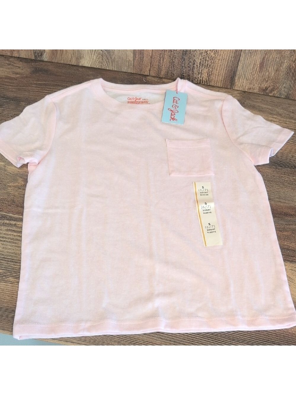 Cat & Jack Light Pink Short Sleeve Tee Girl's S (6-7) NWT